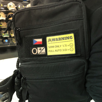 ANAREUS VELCRO Warning patch SEMI ONLY / FULL AUTO - Žlutá