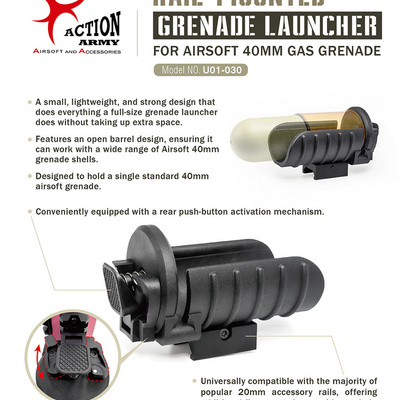 Granátomet na RIS lištu 20mm pro airsoftový plynový granát 40mm