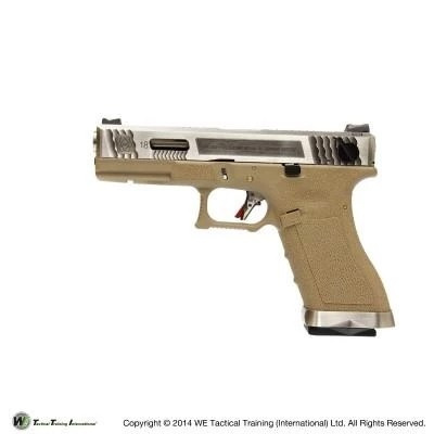 WE GBB plynová pistole R18C Gen4 T8 Custom - Písková/stříbrná