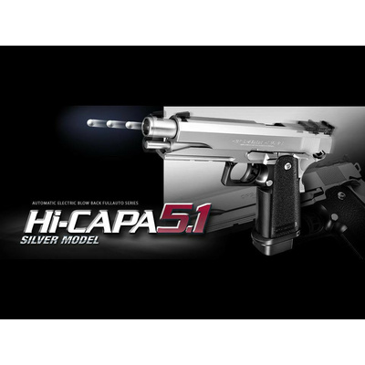 TM AAA bateriová pistole Hi-Capa 5.1, blowback (EBB) - Stříbrná