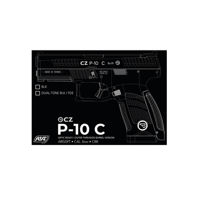 ASG CZ P-10C OR-OT CO2 Blowback, kovový závěr - Dual-Tone (černá/písková)