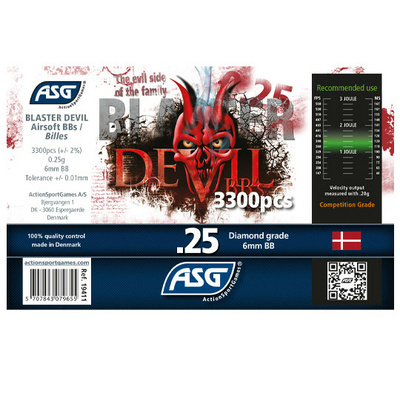 Kuličky ASG Blaster Devil 0,25g, 3300 BBs - Bílá
