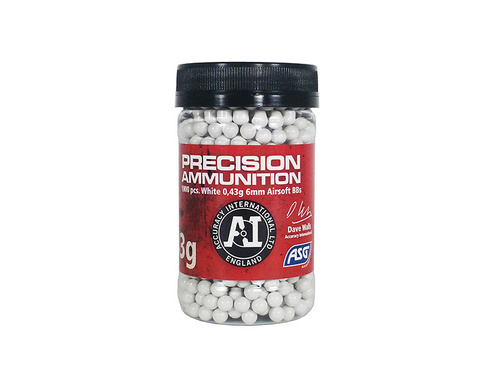 DynamicsHPA - Airsoftový krám, Airsoft zbraně, střelivo, vybavení - Kuličky ASG Accuracy International 0,43g, 1000 BBs - Bílá